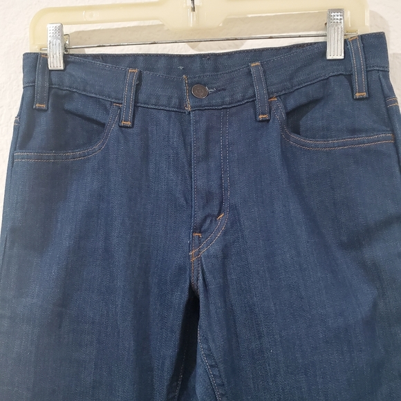 LEVI'S ORANGE TAB Bell Bottoms Dark Wash Blue Jeans Vintage Big Bell - Picture 5 of 15